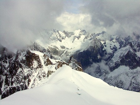 view towards the Chamonix Aiguilles and Drus