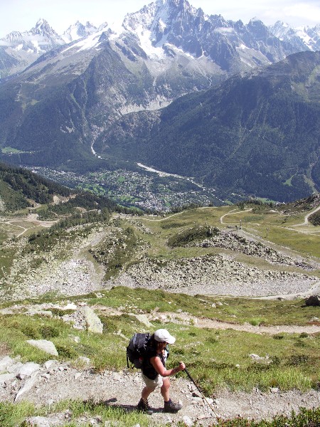 heading away from Planpraz towards the Col du Brevent. Chamonix and the Mer du Glace in background